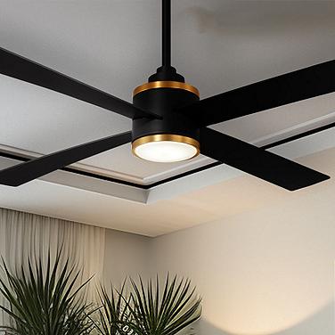 54" Minka Aire Falco Coal and Brass LED Indoor Ceiling Fan