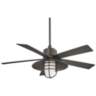 54" Minka Aire Rainman Iron Cage Light Wet Rated Fan with Wall Control