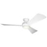 54" Sola Matte White Wet Rated LED Hugger Fan with Wall Control