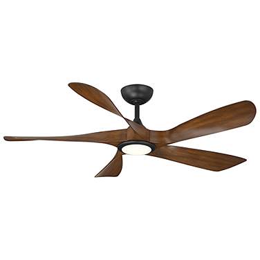 54" Swirl 5 Black LED Ceiling Fan with Distressed Koa Blades