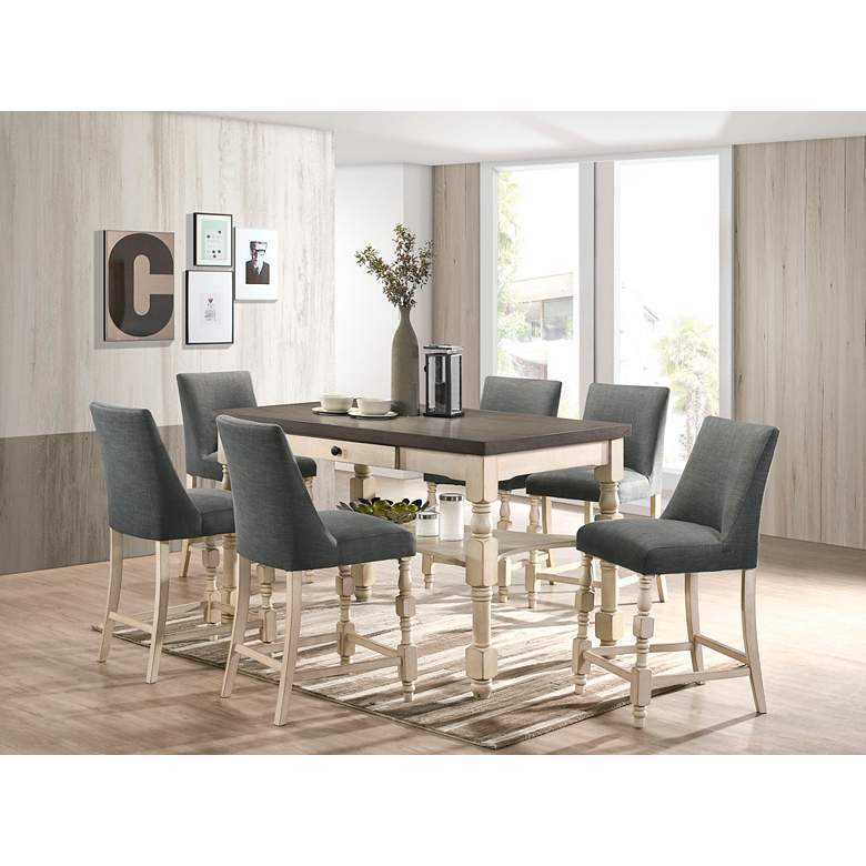 Image 1 Arcatia 26" Dark Gray Fabric Counter Stools Set of 2 in scene