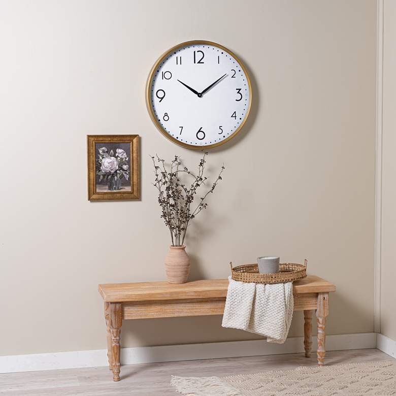 Image 1 Zane Shiny Gold 23 3/4" Round Wall Clock in scene