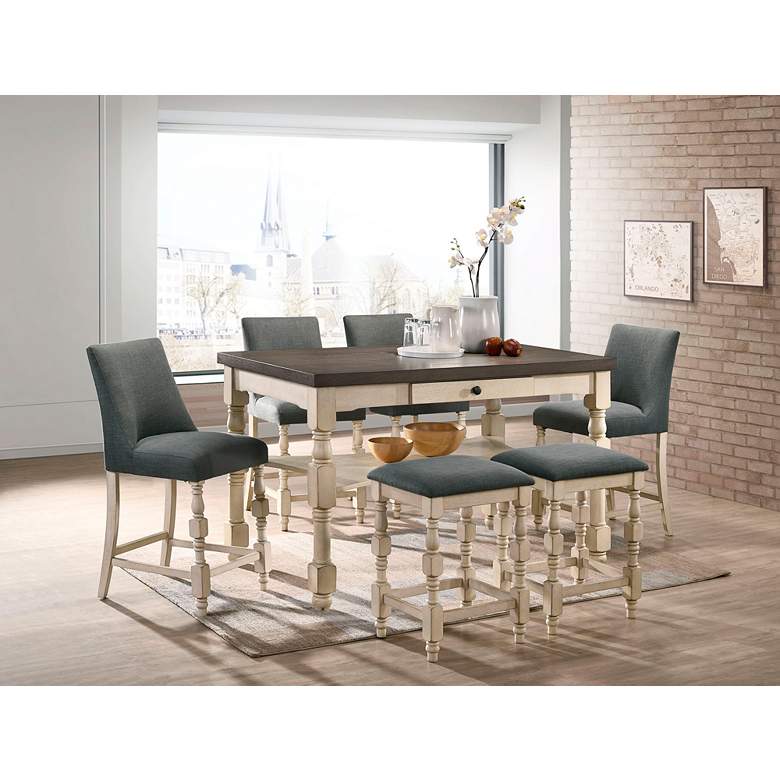 Image 1 Arcatia 26 1/4" Dark Gray Fabric Counter Stools Set of 2 in scene