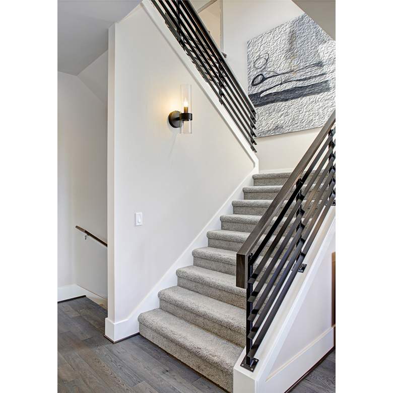 Image 1 Datus 13" High Matte Black Wall Sconce in scene