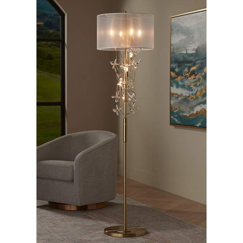 Image 1 Possini Euro Vivant 71 1/2" Crystal Spray 8-Light Soft Gold Floor Lamp in scene