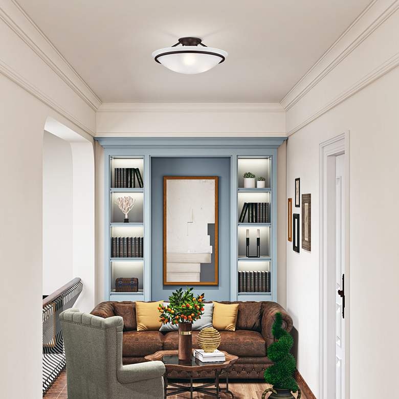 Image 1 Livex Lighting Newburgh 16" Wide Bronze Bowl Ceiling Light in scene