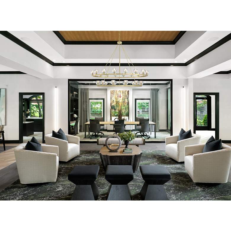 Image 1 Crystorama Aragon 60"W Soft Brass 30-Light LED Chandelier in scene