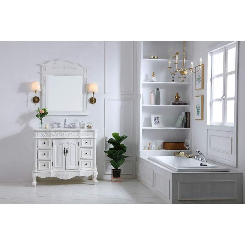 Image 1 42 Inch Single Bathroom Vanity Set In Antique White in scene