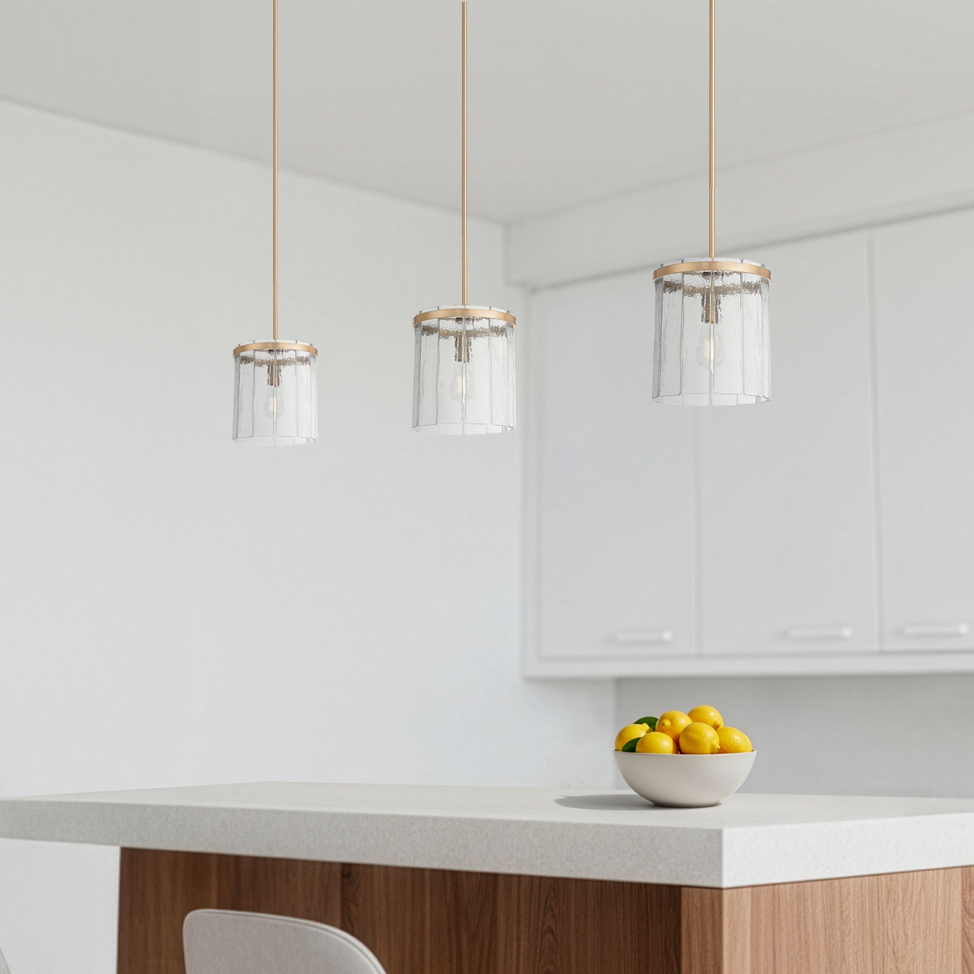 Image 1 Possini Euro Soresi 10"W Satin Brass and Piastra Glass Mini Pendant in scene