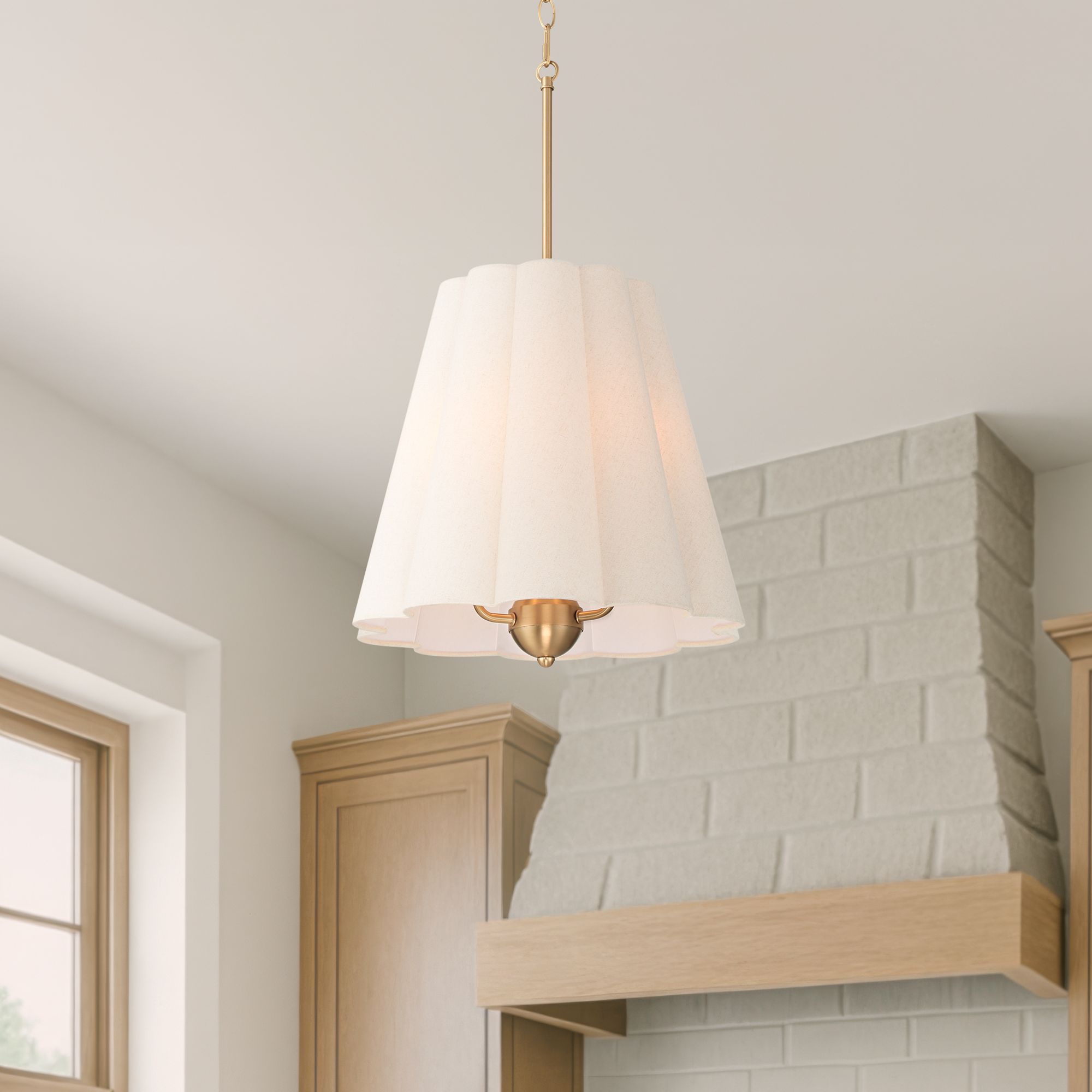 Image 1 Possini Euro Adama 15 3/4"W Satin Brass 3-Light Shade Pendant Light in scene