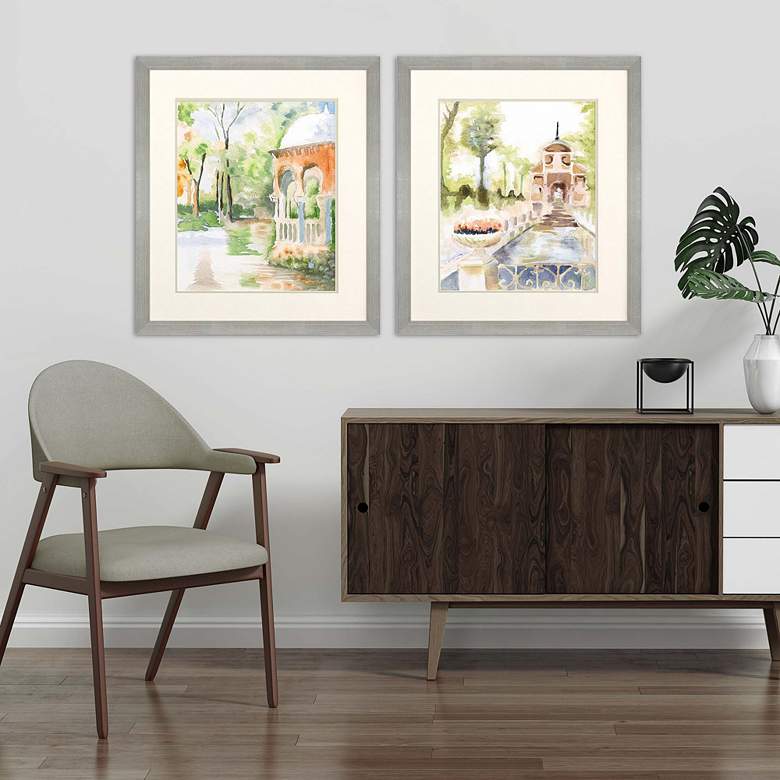 Image 1 Peaceful Gardens 30" High 2-Piece Framed Giclee Wall Art Set in scene