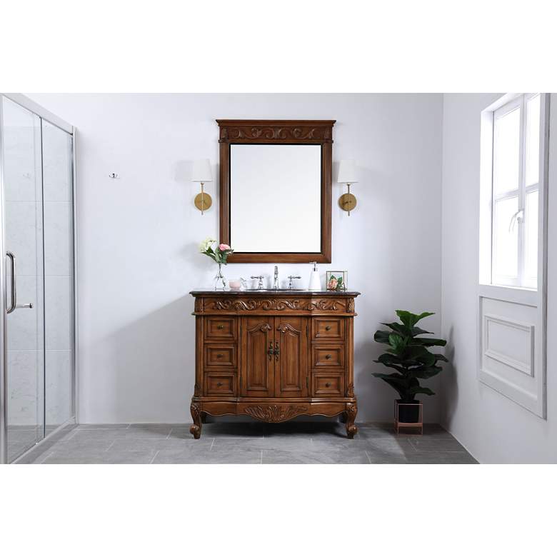 Image 1 Oakland 42"W Teak Wood 6-Drawer 2-Door Single Sink Vanity in scene