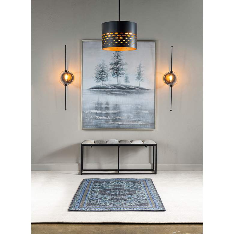 Image 1 Crestview Collection 50" Wide Black Metal and Cowhide Bench in scene