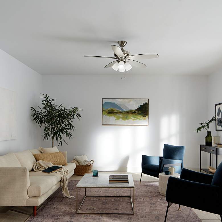 Image 1 52" Kichler Renew Brushed Steel LED Ceiling Fan in scene