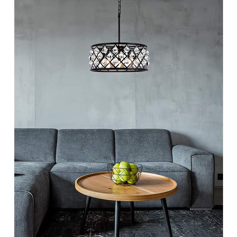 Image 1 Madison 20" Wide Matte Black and Clear Crystal Pendant Light in scene