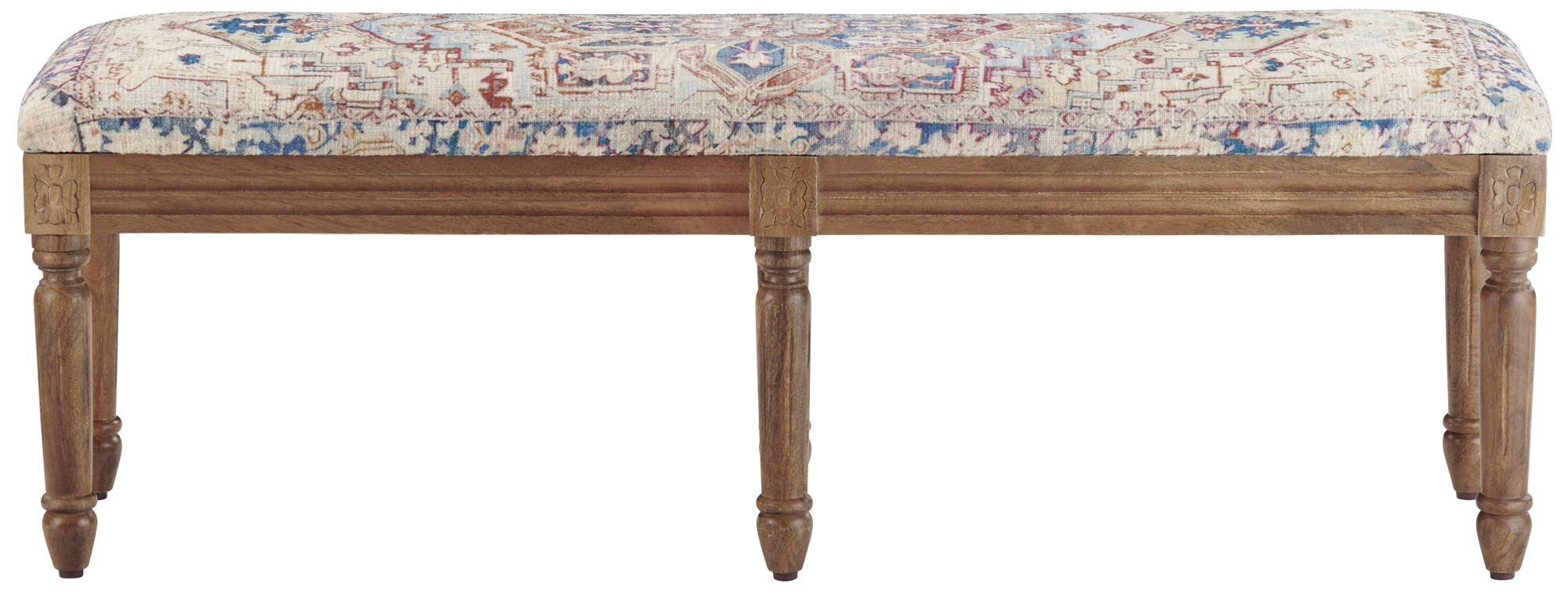 Image 2 55.5 in. Multi-Color Upholstered Accent Bench with Solid Wood Frame more views