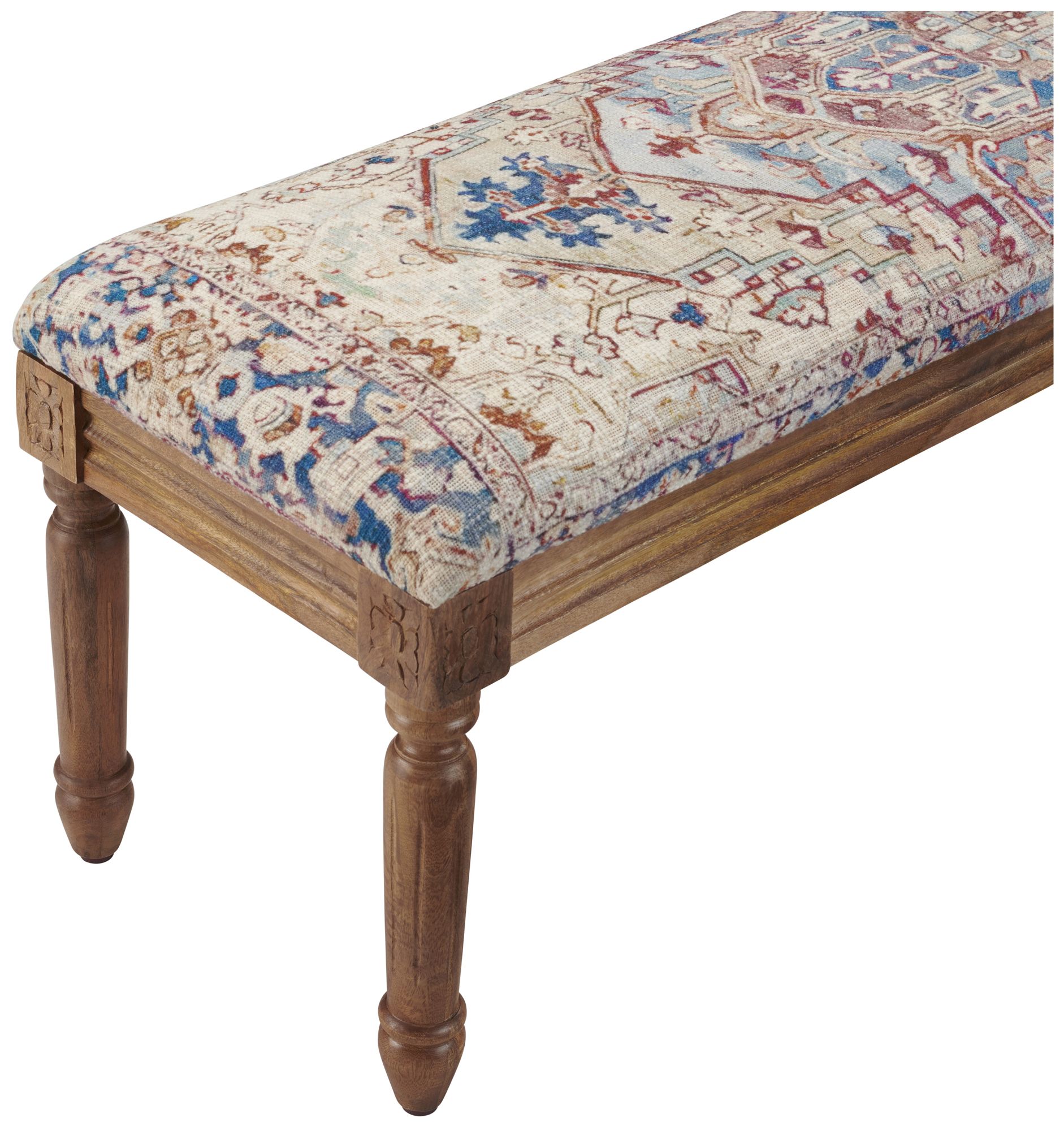 Image 3 55.5 in. Multi-Color Upholstered Accent Bench with Solid Wood Frame more views