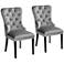 55 Downing Annabelle 20" Tufted Gray Velvet Dining Chairs Set of 2