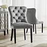 1_55 Downing Annabelle 20" Tufted Gray Velvet Dining Chairs Set of 2