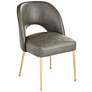 3_55 Downing Kais 21" Wide Gray Faux Leather and Gold Legs Dining Chair