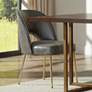 2_55 Downing Kais 21" Wide Gray Faux Leather and Gold Legs Dining Chair