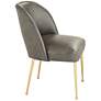 55 Downing Kais 21" Wide Gray Faux Leather and Gold Legs Dining Chair in scene