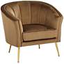 3_55 Downing Leighton 35 3/4" Wide Brown Velvet Tufted Arm Chair
