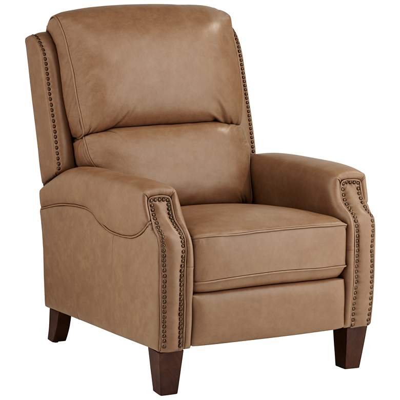 Image 2 55 Downing  Margaret 32" Wide Light Brown Leather Pushback Recliner