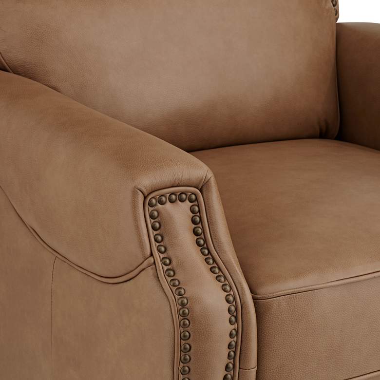 Image 5 55 Downing  Margaret 32" Wide Light Brown Leather Pushback Recliner more views