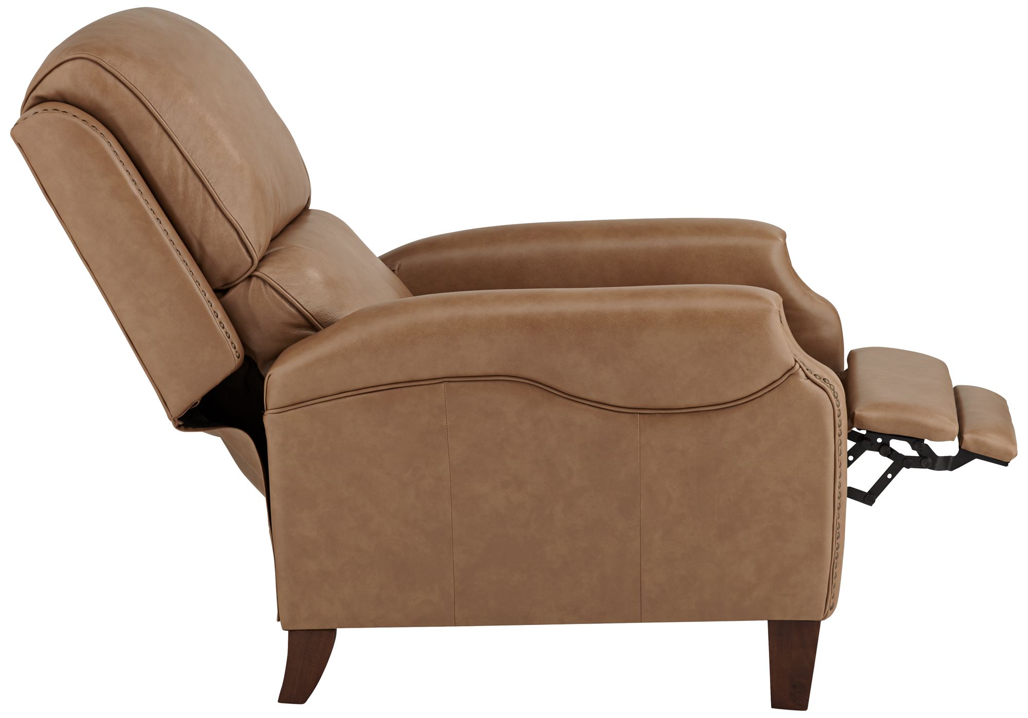 55 Downing  Margaret 32" Wide Light Brown Leather Pushback Recliner