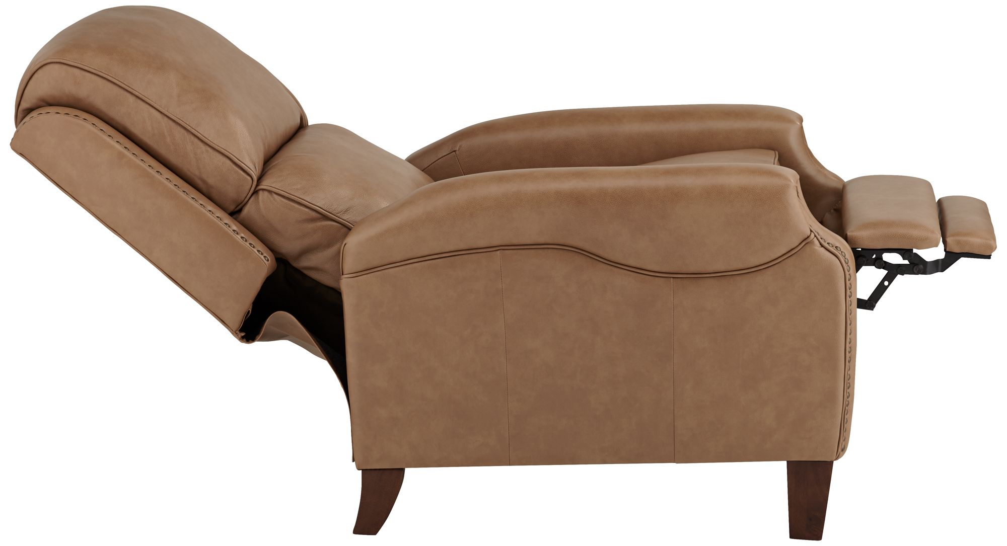 55 Downing  Margaret 32" Wide Light Brown Leather Pushback Recliner
