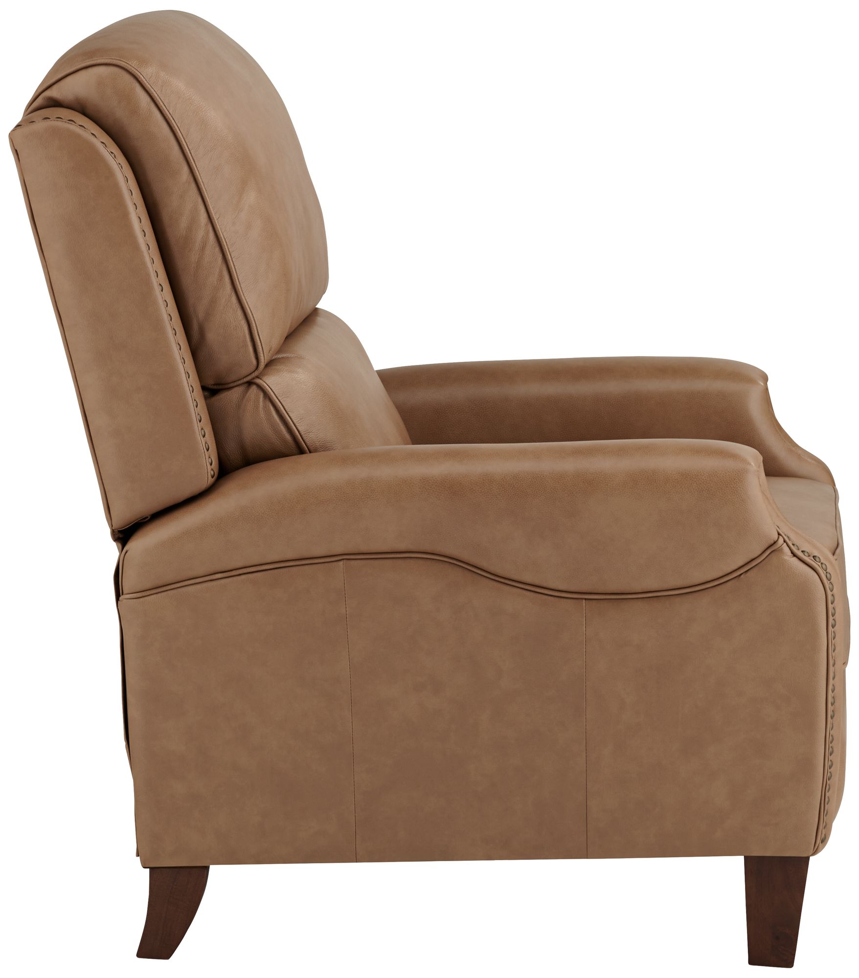55 Downing  Margaret 32" Wide Light Brown Leather Pushback Recliner