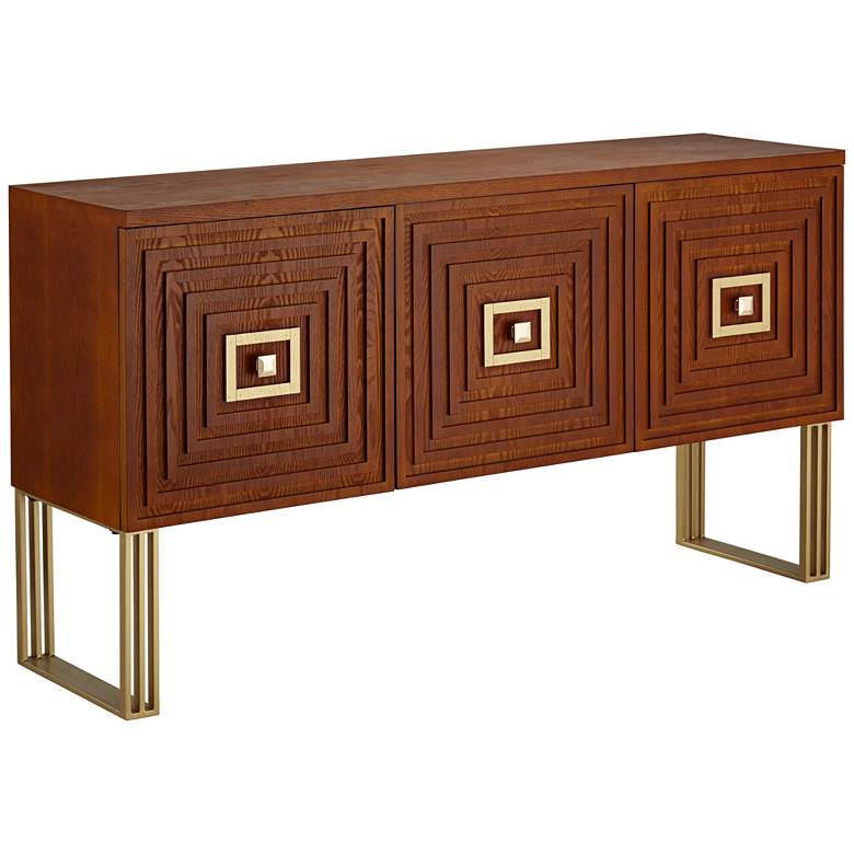 Image 3 55 Downing Street Adair 59" Wide Mid-Century Cherry Wood 3-Door Buffet
