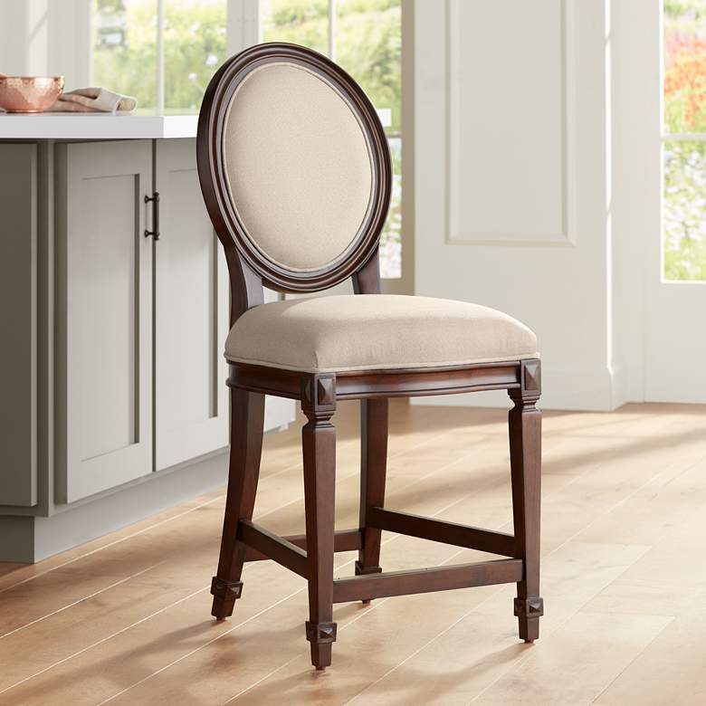 Image 1 55 Downing Street Aiden 24" High Walnut and Linen Counter Stool