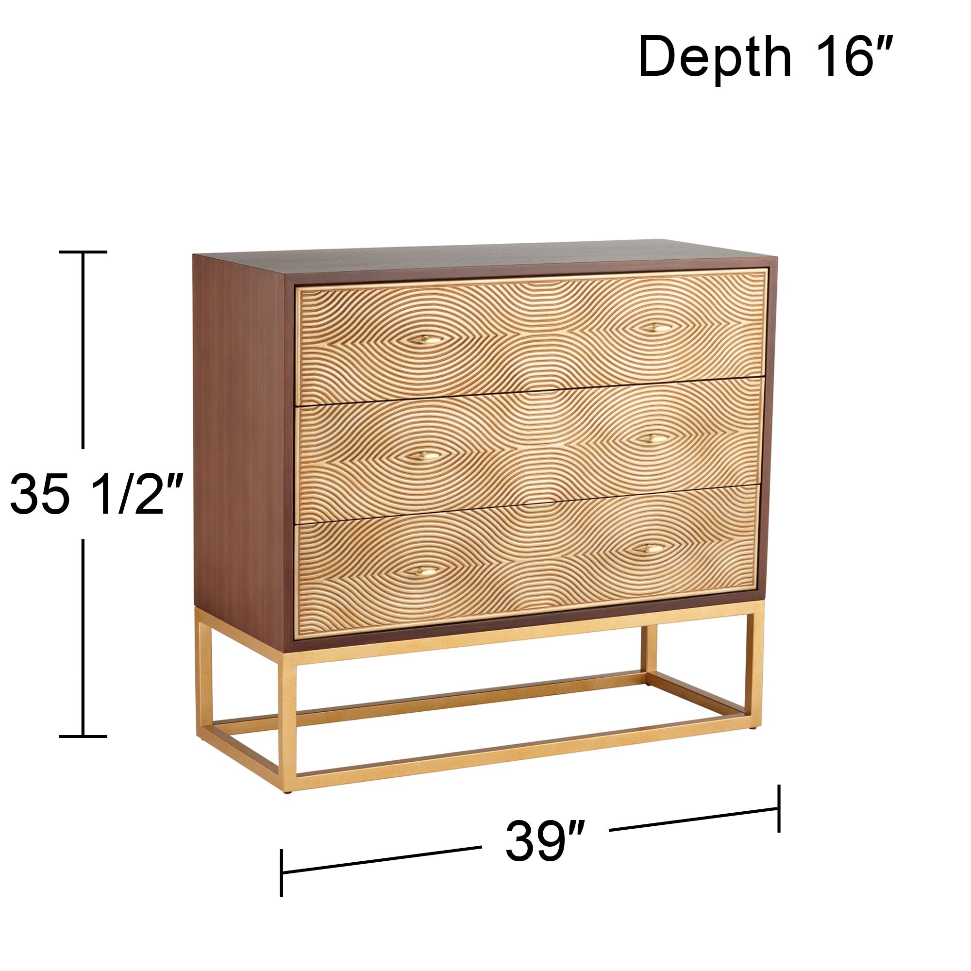 55 Downing Street Alban 39" Wide Modern Luxe 3-Drawer Chest in scene