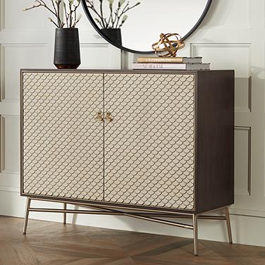 55 Downing Street Auric 35 1/2" Wide Mahogany and Brass Modern Cabinet