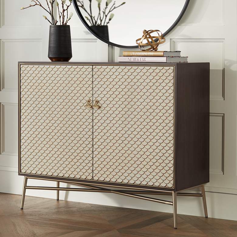 Image 1 55 Downing Street Auric 42" Wide Mahogany and Brass Modern Cabinet