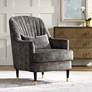 2_55 Downing Street Austen 28" Wide Tufted Charcoal Gray Velvet Armchair