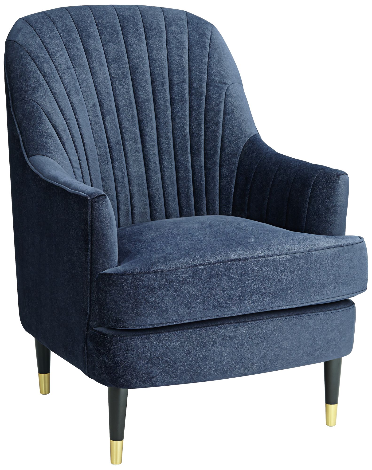 55 Downing Street Austen 28" Wide Tufted Navy Blue Velvet Armchair in scene