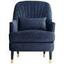 55 Downing Street Austen 28" Wide Tufted Navy Blue Velvet Armchair in scene