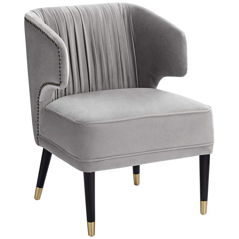 Image 3 55 Downing Street Caroline 24" Wide Gray Velvet Pleat Modern Armchair