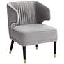 3_55 Downing Street Caroline 24" Wide Gray Velvet Pleat Modern Armchair