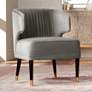 2_55 Downing Street Caroline 24" Wide Gray Velvet Pleat Modern Armchair