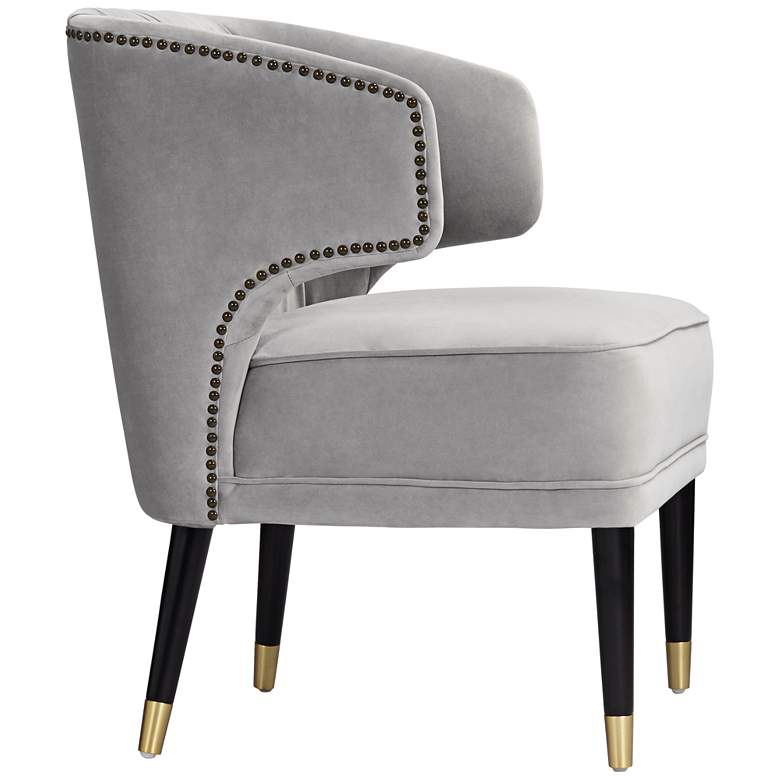 Image 7 55 Downing Street Caroline 24" Wide Gray Velvet Pleat Modern Armchair more views
