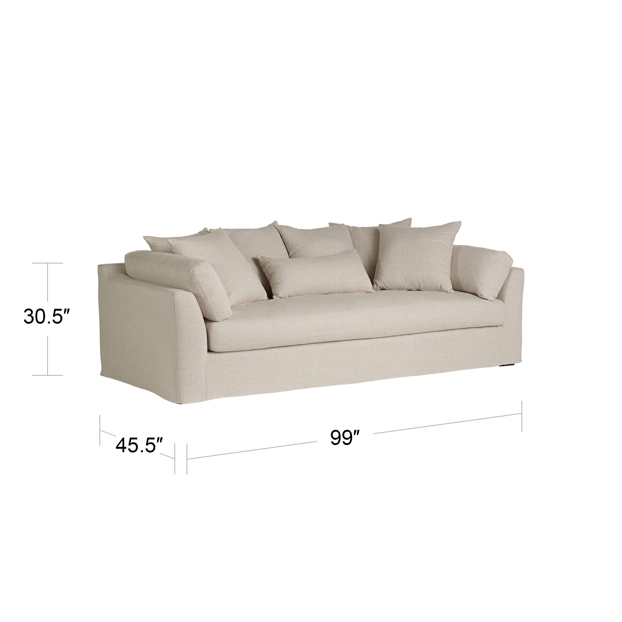 55 Downing Street Chateau 98 3/4" Wide Linen Fabric Slipcover Sofa in scene