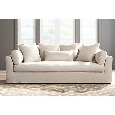 55 Downing Street Chateau 98 3/4" Wide Linen Fabric Slipcover Sofa