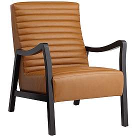 Image3 of 55 Downing Street Columbe Camel Faux Leather Modern Lounge Chair