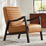 55 Downing Street Columbe Camel Faux Leather Modern Lounge Chair in scene