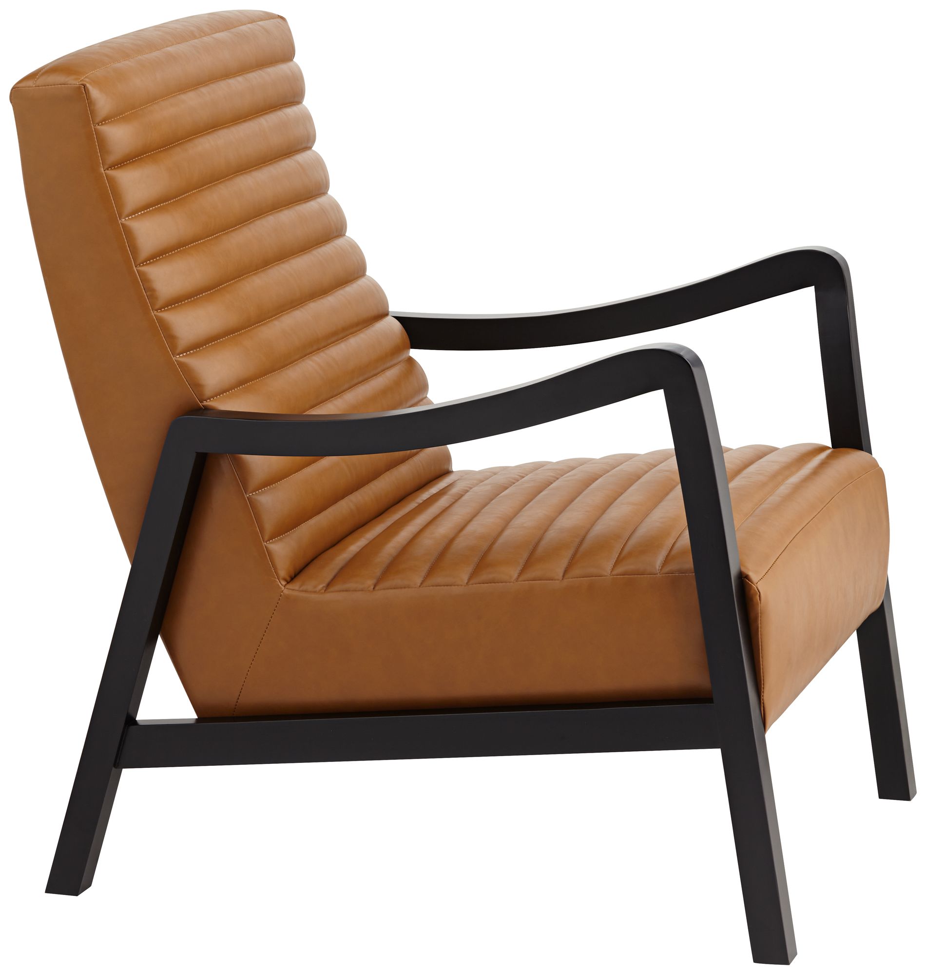 55 Downing Street Columbe Camel Faux Leather Modern Lounge Chair in scene