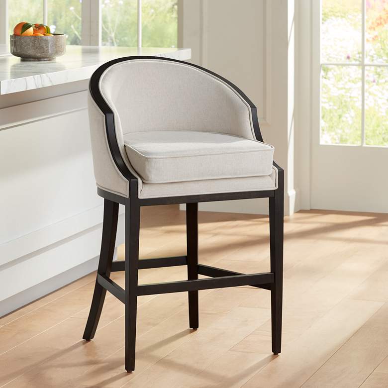 Image 1 55 Downing Street Jasper 31" High Oatmeal Fabric Bar Chair Stool